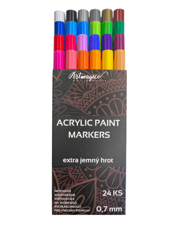 Set of acrylic markers with extra thin tip 24 pcs