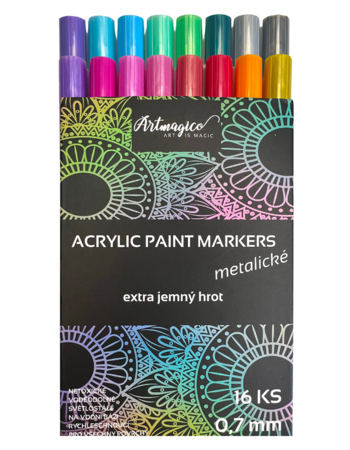 Set of acrylic markers with extra thin tip Metallic