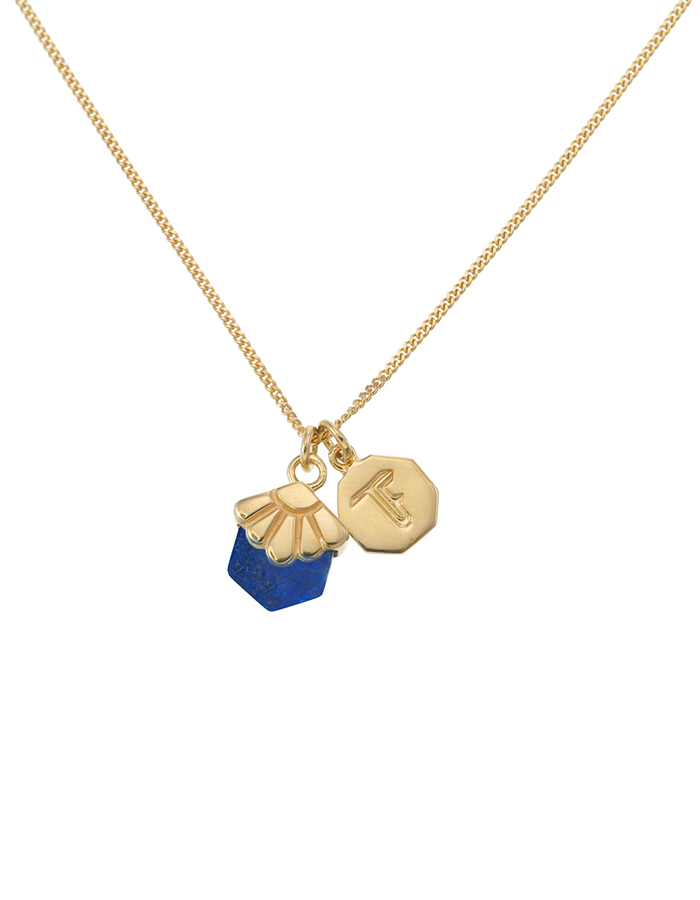 Mini Deco Daisy Necklace Lapis Lazuli Gold