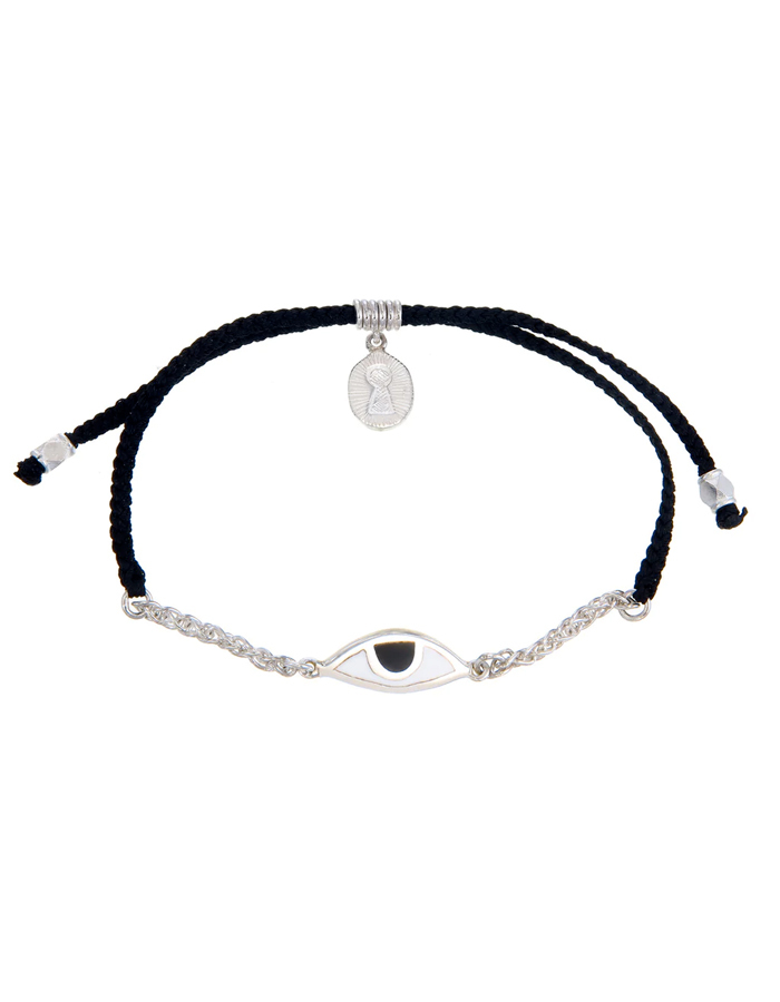 Bracelet eye protection Chain & Cord Black Silver